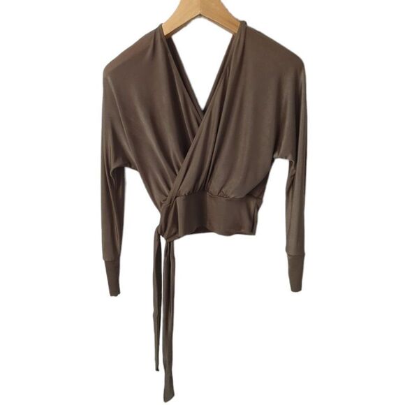 Dynamite Shiny Tie-Front Wrap Top - Picture 5 of 7